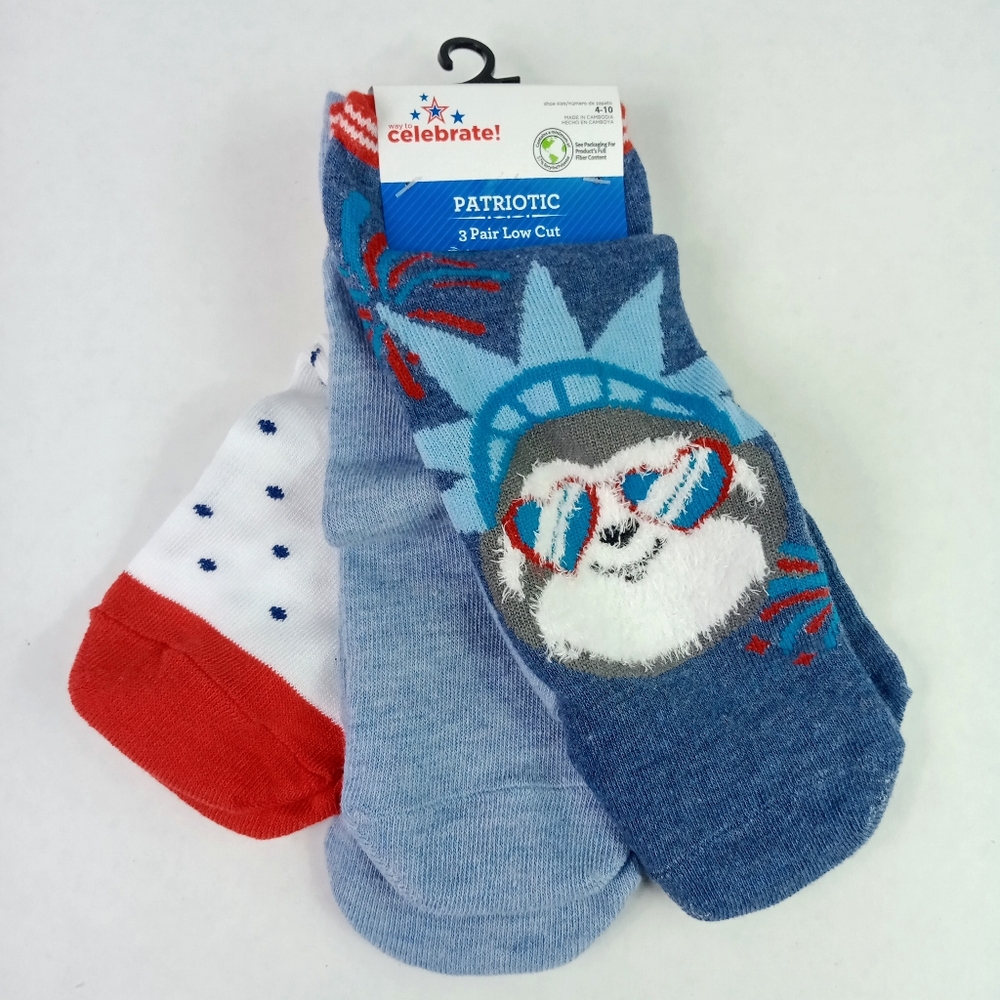 Women's Patriotic Socks 3 Pair Low Cut